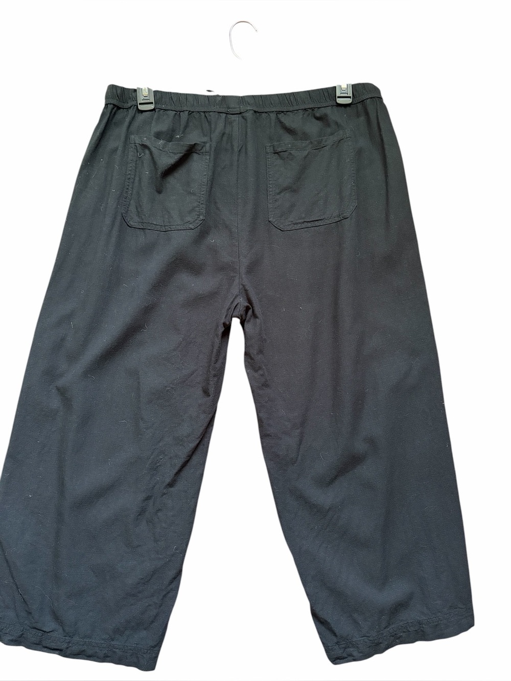 Splendid black high waist linen blend wide leg cropped pant - Picture 4 of 6